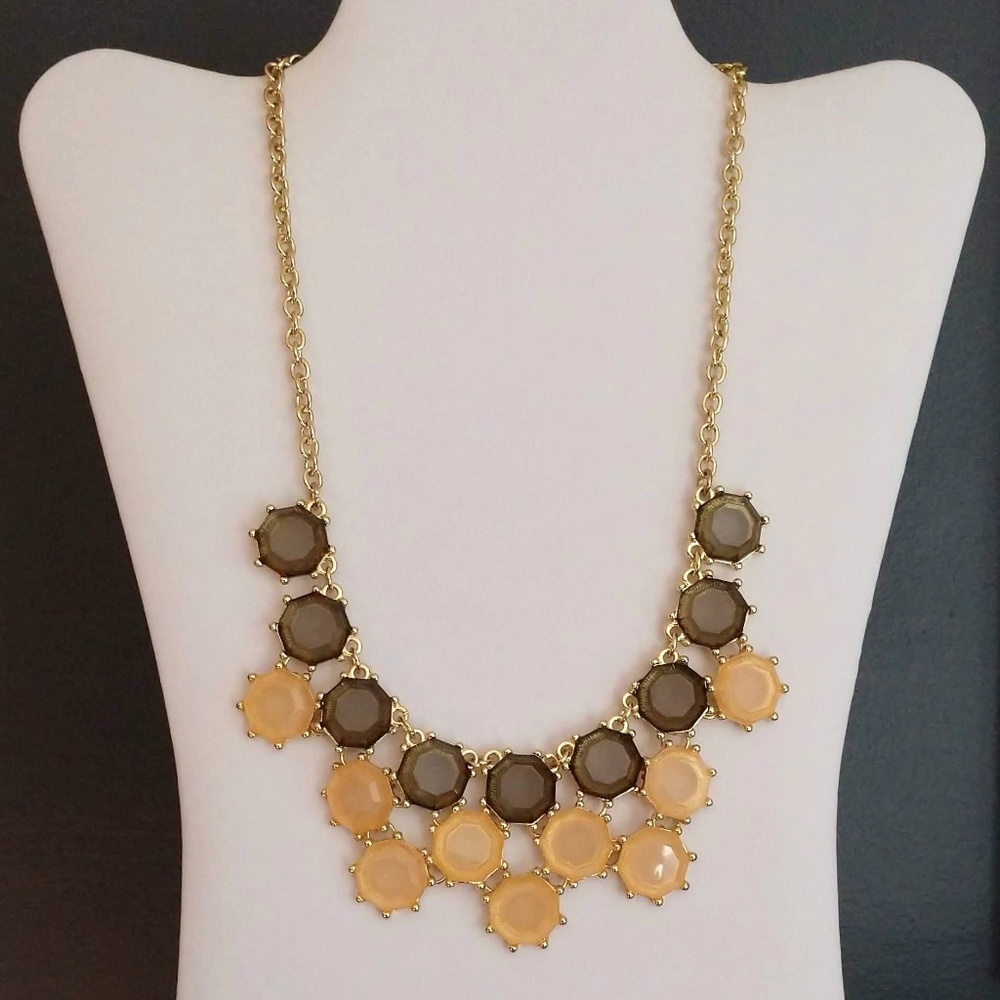 Peach and smoky brown beaded necklace NWT
